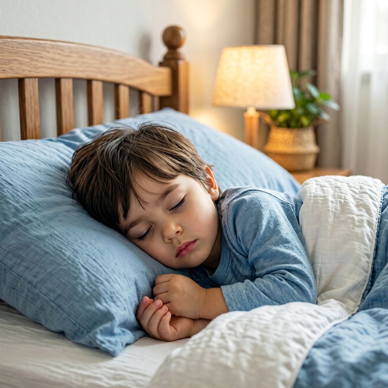 Child sleeping peacefully with waterproof bedding protection